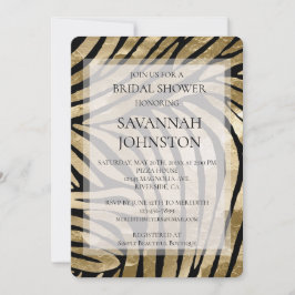 Convites Chá de panela Zebra Dourada