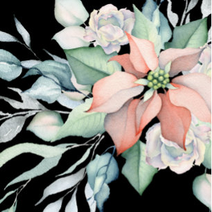 Convites Chá de Poinsettia Rosa, Aquarelas, Feriados De Inv