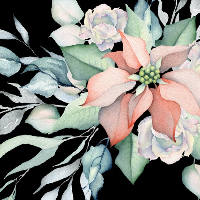 Convites Chá de Poinsettia Rosa, Aquarelas, Feriados De Inv (Criador carregado)