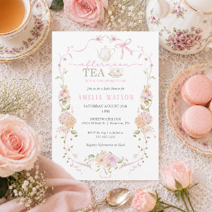 Convites Chá de Quadro Floral com a Mamãe de Baby Shower