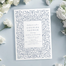 Convites Chá de quadros do Ornamentado Dusty Blue Vintage
