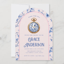 Convites Chá de Relógio Pocket Chinoiserie Rosa e Azul