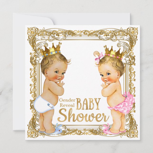 Convites Chá de Revelação de Gênero: Príncipe ou Princesa (Frente)