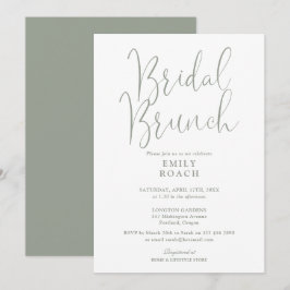 Convites Chá de Sage Green Elegant Script Bridal Bunch