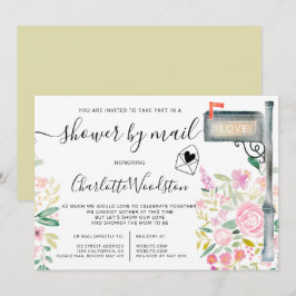 Convites chá de script de primavera aquarela floral por cor