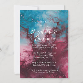 Convites Chá de Tinta Azul e Borgonha com Álcool