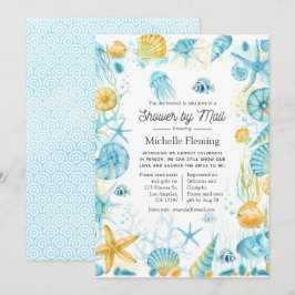 Convites Chá de Vida do Mar Azul e Amarelo por Correio
