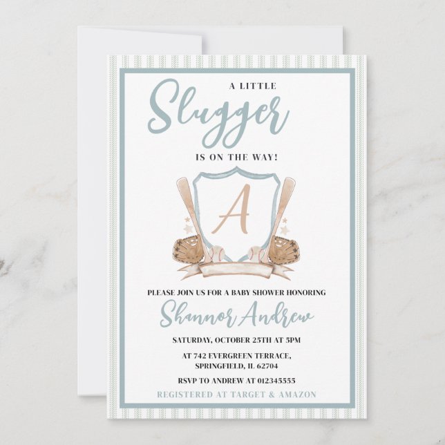 Convites Chá desportivo pequeno com beisebol (Frente)