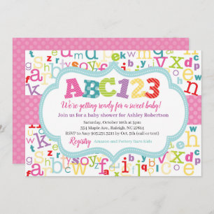 Convites Chá do bebé do alfabeto
