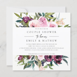 Convites Chá DO CASAL FLORAL BURGUNDY BLUSH BRIGHT