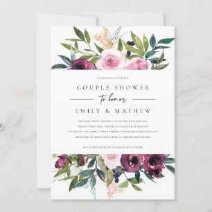 Convites Chá DO CASAL FLORAL BURGUNDY BLUSH BRIGHT