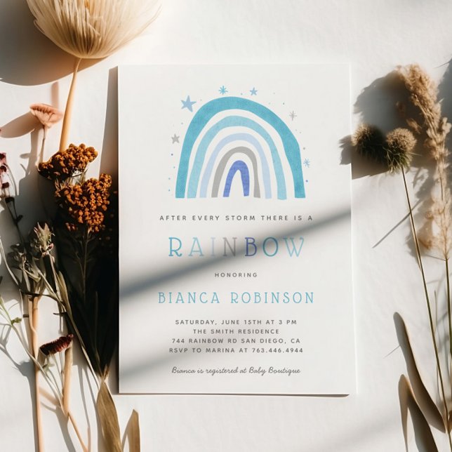 Convites Chá do Garoto Azul-Arco-Íris do Milagre  (Criador carregado)