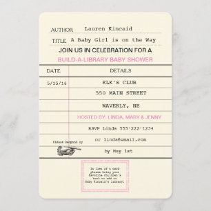 Convites Chá do Livro da Biblioteca da Baby Girl Vintage