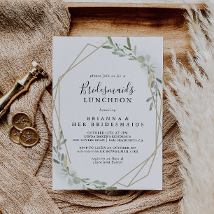 Convites Chá do Luncheo Dourado Eucalyptus Bridesmaids