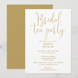 Convites Chá do Partido do Chá Bridal do Script Dourado Mod