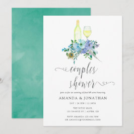 Convites Chá do Provando de vinho Mint e Blue Boho