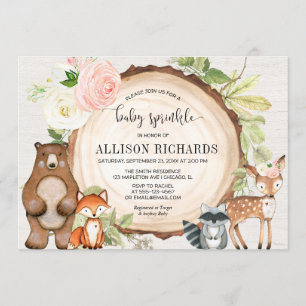 Convites chá do tema da floresta borrifada de menina bonit