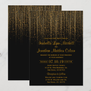 Convites Chá dourado da estrela e design preto do casament