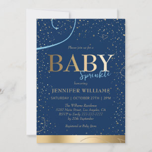 Convites Chá Dourado e adorável Marinho Blue Boy Sprinkle