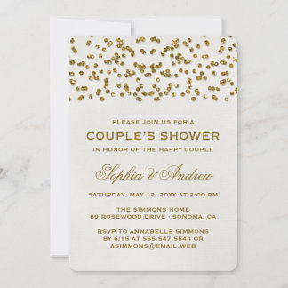 Convites Chá Dourado Glamor Glitter Confetti