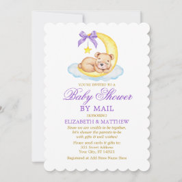 Convites Chá Dourado Roxo Roxo por Correio