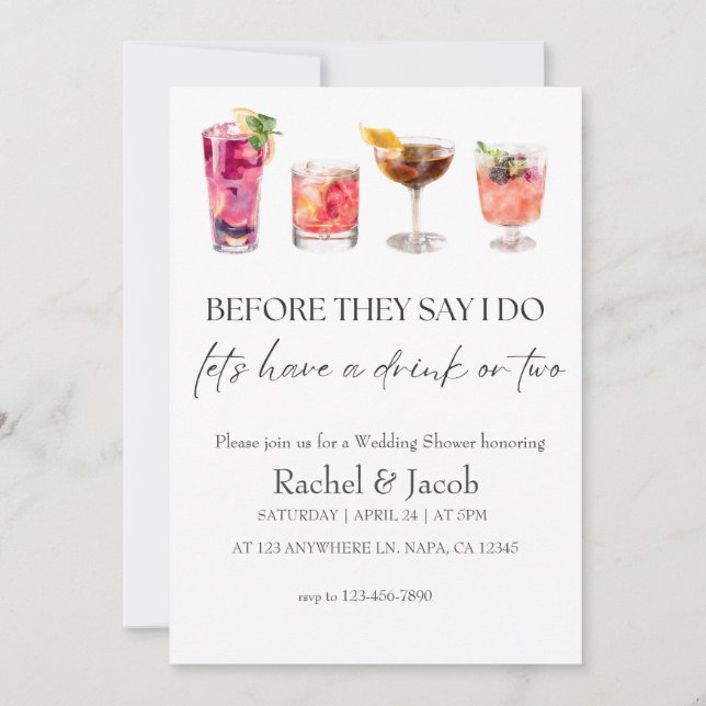 Convites Chá E Noivado De Casamento Elegante (Frente)