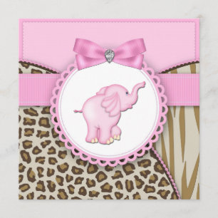 Convites Chá Elegante Elefante Rosa