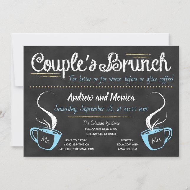 Convites Chá Engraçado De Casal De Café (Frente)