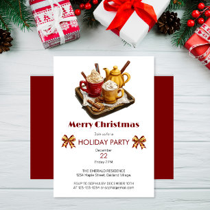 Convites chá festivo de férias e choco quente de Natal