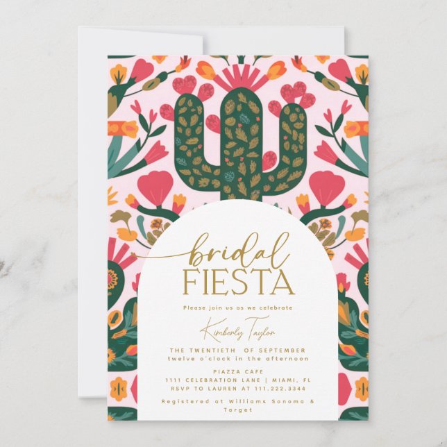 Convites Chá Fiesta Floral Bridal Fiesta Mexicano (Frente)