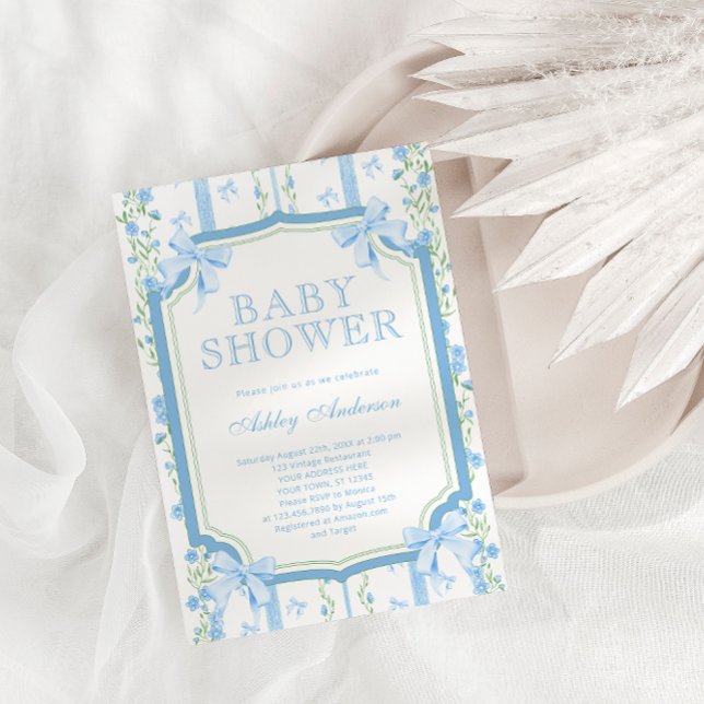 Convites Chá Floral Bebezinho Desenhado à Mão com Arco (Criador carregado)