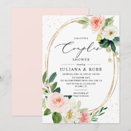 Convites Chá Floral Cor-de-Casal Cor-de-rosa com Blush Geom