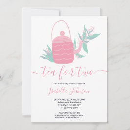 Convites Chá floral cor-de-rosa bonito para dois chás de fr