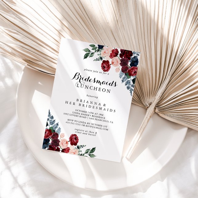 Convites Chá Floral das Bridesmaids Luncheon Marinho (Criador carregado)