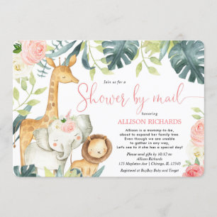 Convites Chá floral de safari rosa por chá de fraldas de co