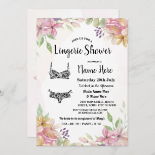 Convites Chá floral Pastel da lingerie da aguarela bonito
