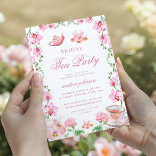 Convites Chá Floral Vintage com o Brunch Nupcial da Noiva
