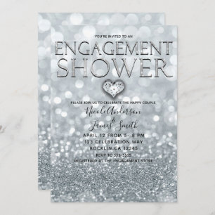 Convites Chá Glam do noivado de Bokeh do brilho de prata