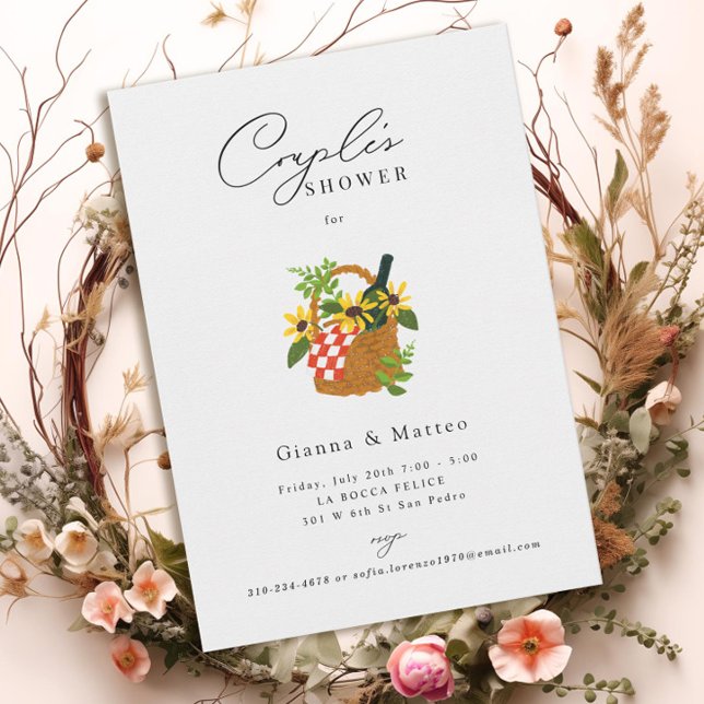 Convites Chá ilustrado de Casais de cesta de piquenique (Criador carregado)