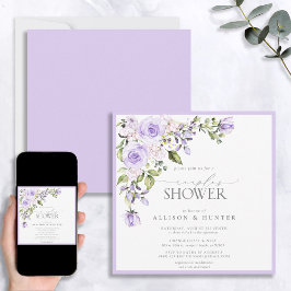 Convites Chá Lilac Lavanda Floral Elegante