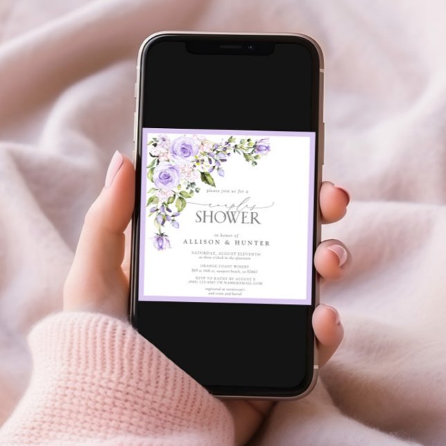 Convites Chá Lilac Lavanda Floral Elegante (Criador carregado)