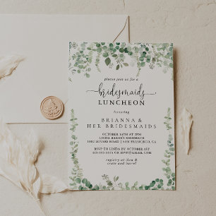 Convites Chá Lunchedo Eucalyptus Bridesmaids Verdes
