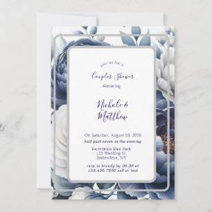 Convites Chá marinho Azul Peonies & White Roses Casais