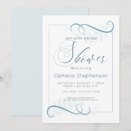 Convites Chá Modern Foliage Smokey Blue