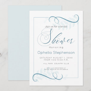Convites Chá Modern Foliage Smokey Blue