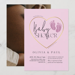 Convites Chá Moderno e minimalista de Leet Glitter Baby Gir