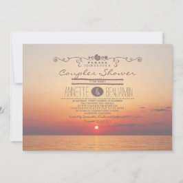 Convites Chá moderno romântico dos pôr do sol da praia