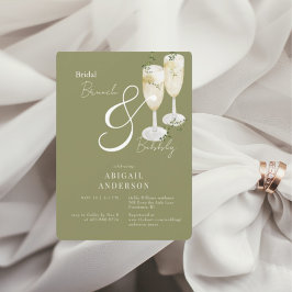 Convites Chá Moss Green Bridal Brunch e Bubble