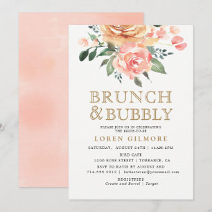 Convites Chá nupcial floral da refeição matinal do pêss