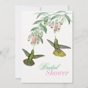 Convites Chá nupcial floral do casal do colibri tropical